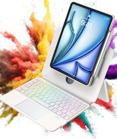 Blosomeet Keyboard Case iPad Pro 13 M4/M5 2025 Clear White