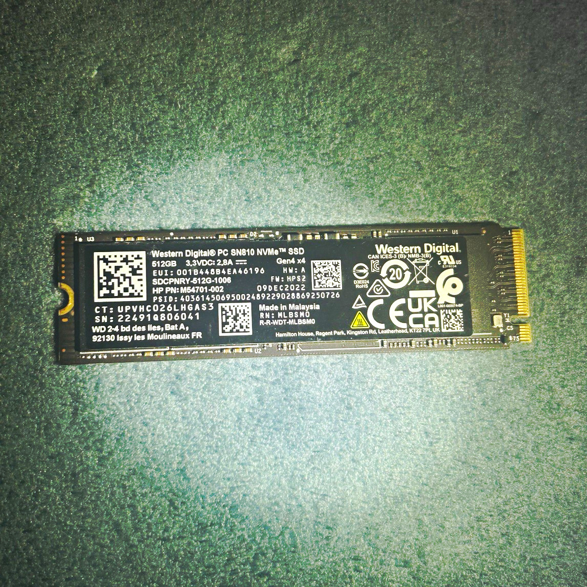 Western Digital PC SN810 512GB M.2 2280 NVMe PCIe Gen4x4 SSD SCDPNRY
