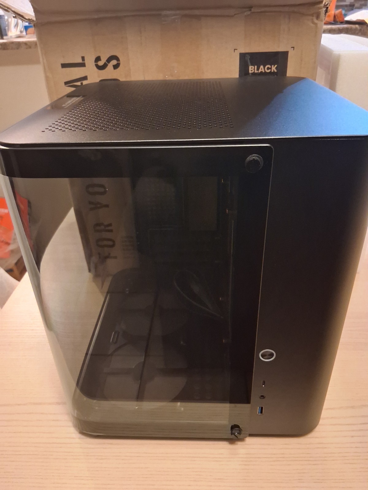 JONSBO TK-1 Black Micro ATX Mini Tower Computer CASE, Hyperboloid Glass Design