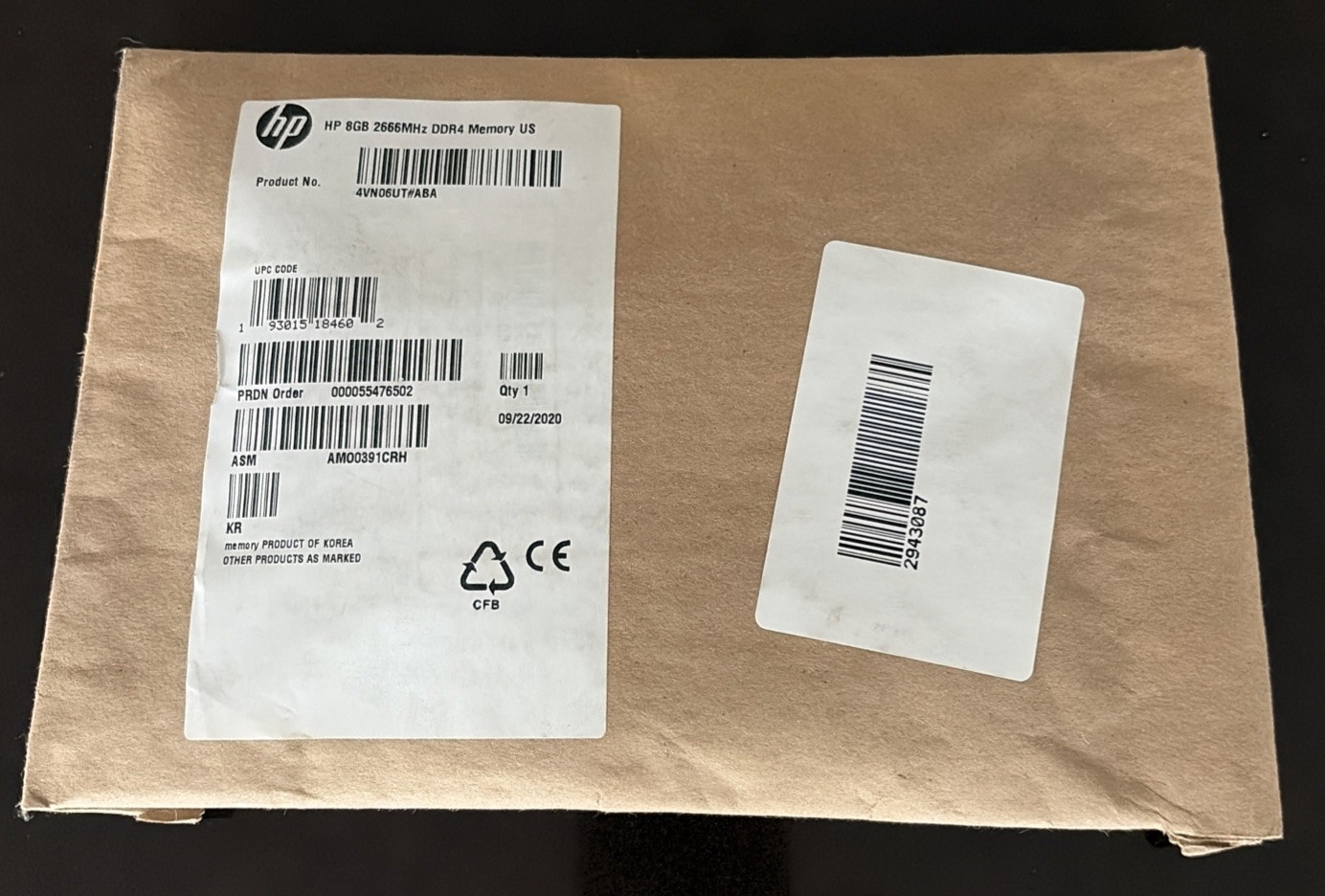 HP 4VN06UT#ABA  8 GB 2666MHz DDR4 Laptop RAM | New Sealed