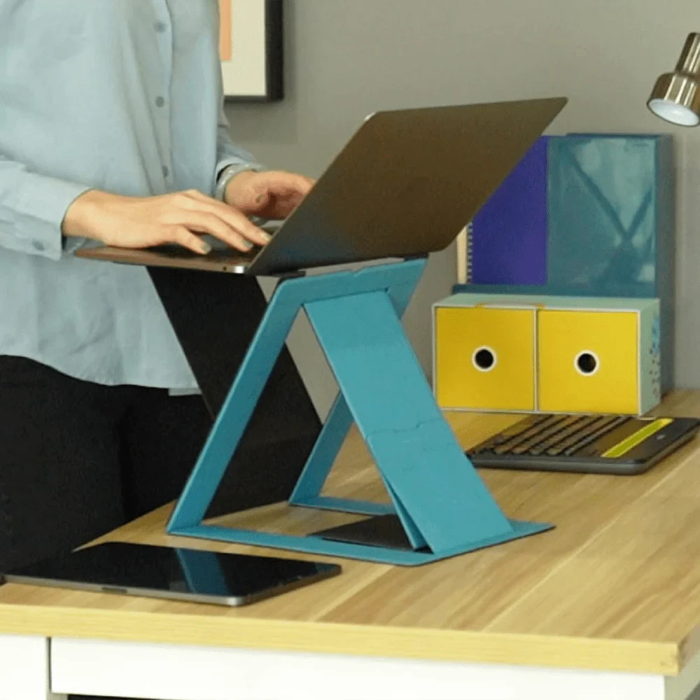 MOFT Z ~ Foldable Sit Stand Laptop Desk ~ 5-in-1 Laptop & Tablet, Black and Blue