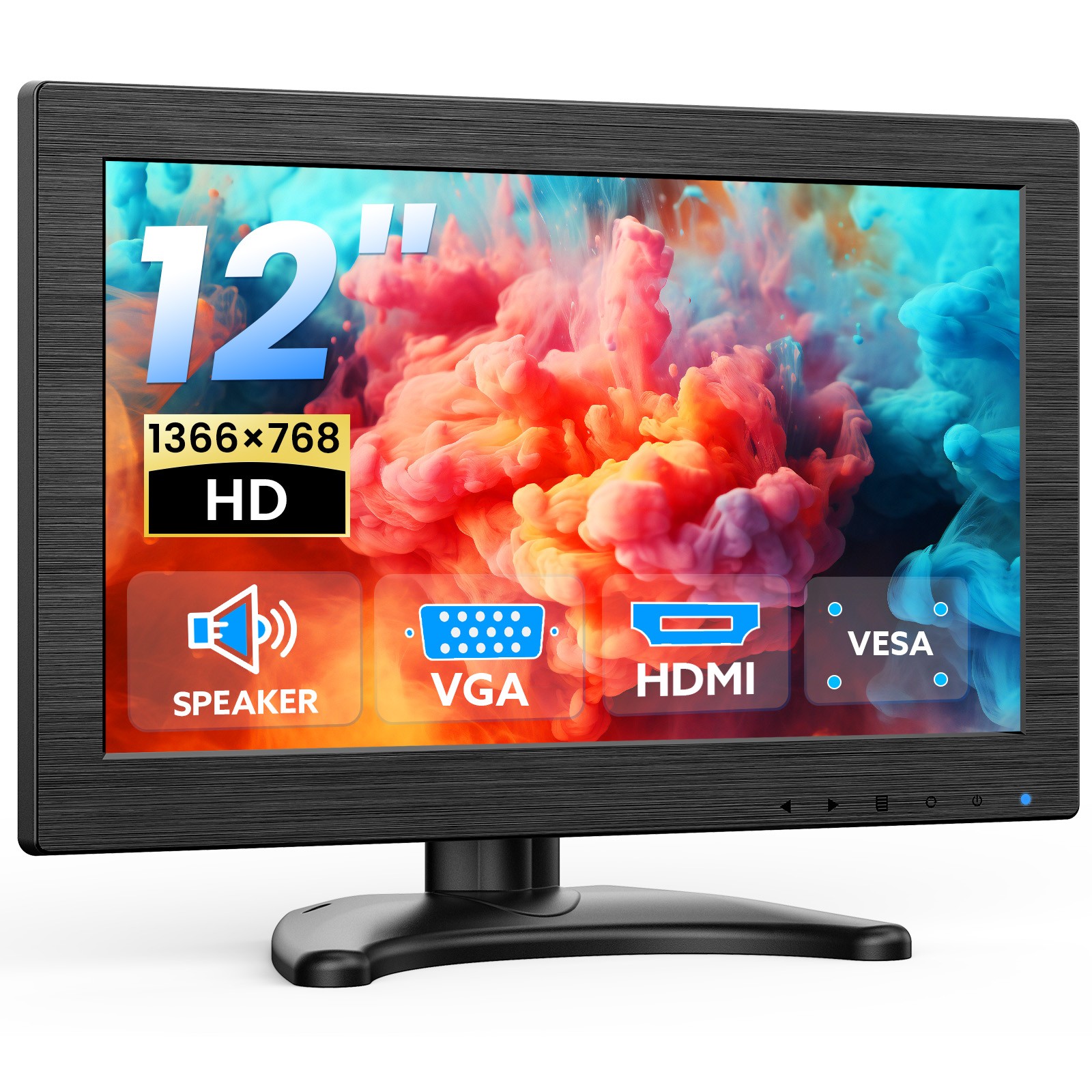 Eyoyo 12-Inch Mini LED Monitor 1366x768 HDMI VGA PC/RasPi/Security Camera CCTV