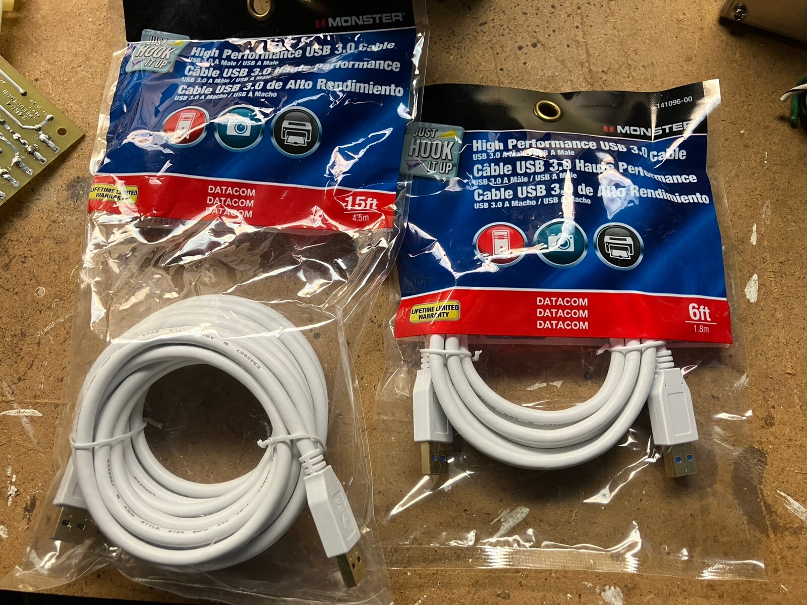 Monster 15FT + 6ft 1.82M High Performance USB 3.0 Data  Cable (White) Brand New
