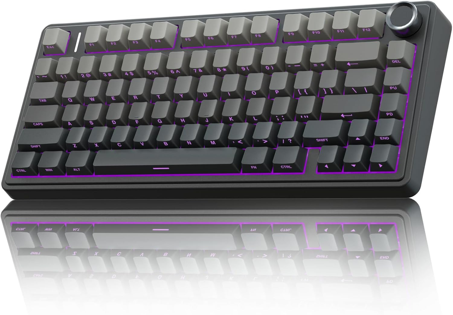 Teclado mecanico inalambrico 75 por ciento iluminacion RGB y perilla de control