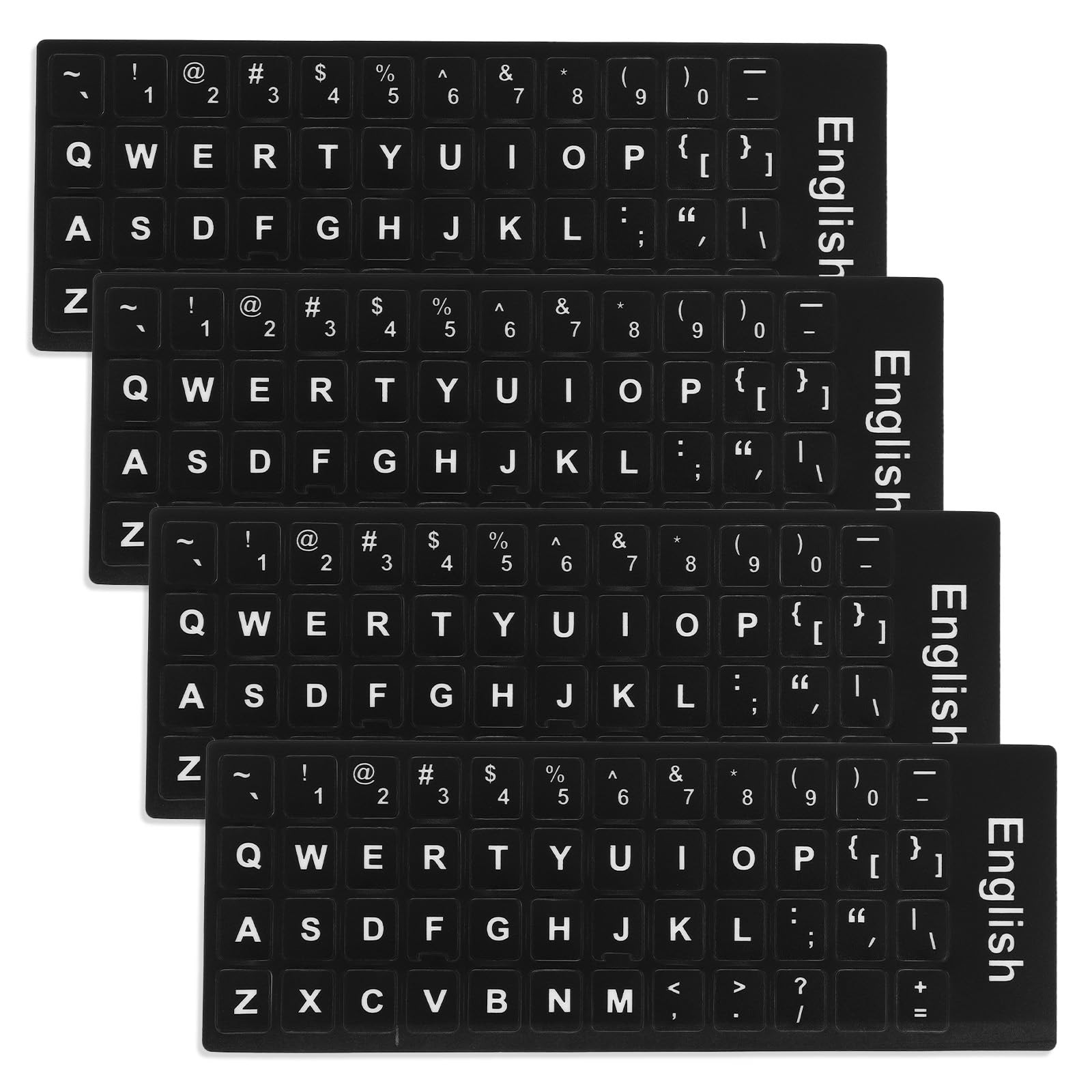 4 Pk English Keyboard Replacement Letter Stickers for PC Computer Laptop Desktop
