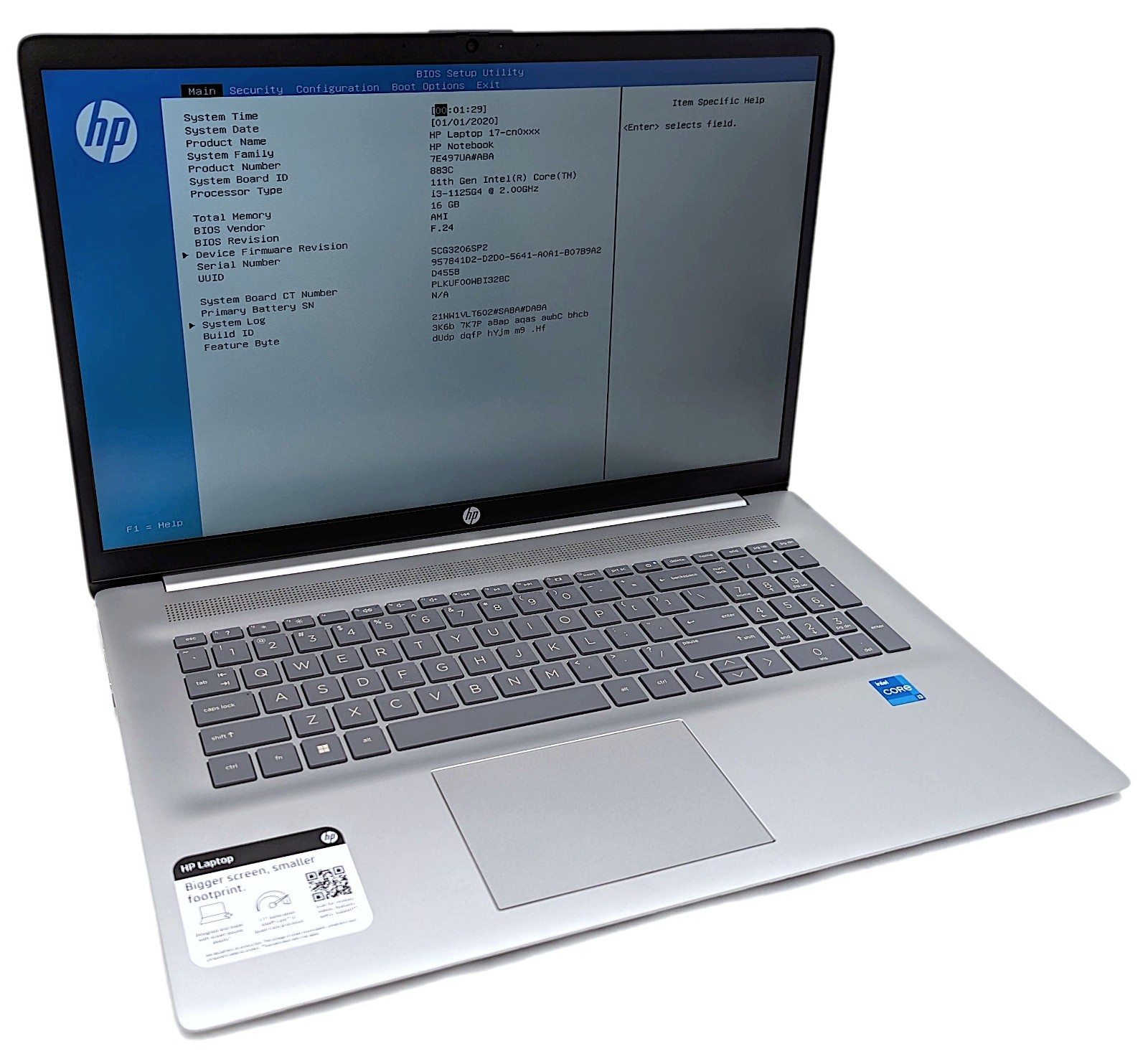 Incomplete HP 17-cn0003dx 17.3" HD+ Laptop Intel Core i3-1125G4 2.00GHz 16GB RAM