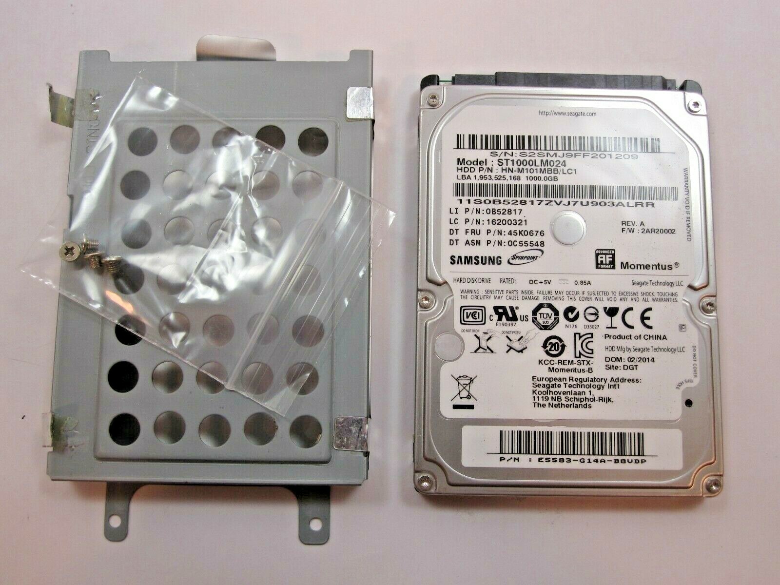 Samsung 1TB Internal  2.5 ST1000LM024 HN-M101MBB HDD, Lenovo Y410p 20216 Win 8.1