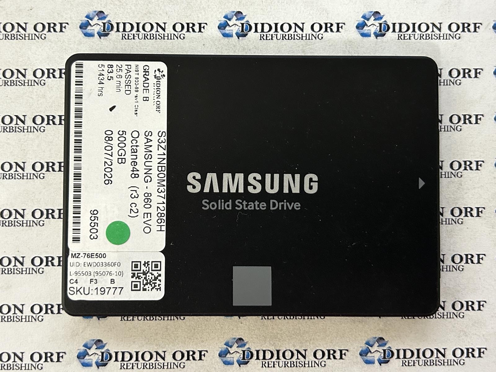 SAMSUNG 500GB 2.5" SATA SSD MZ-76E500, Grade B, SKU 19777