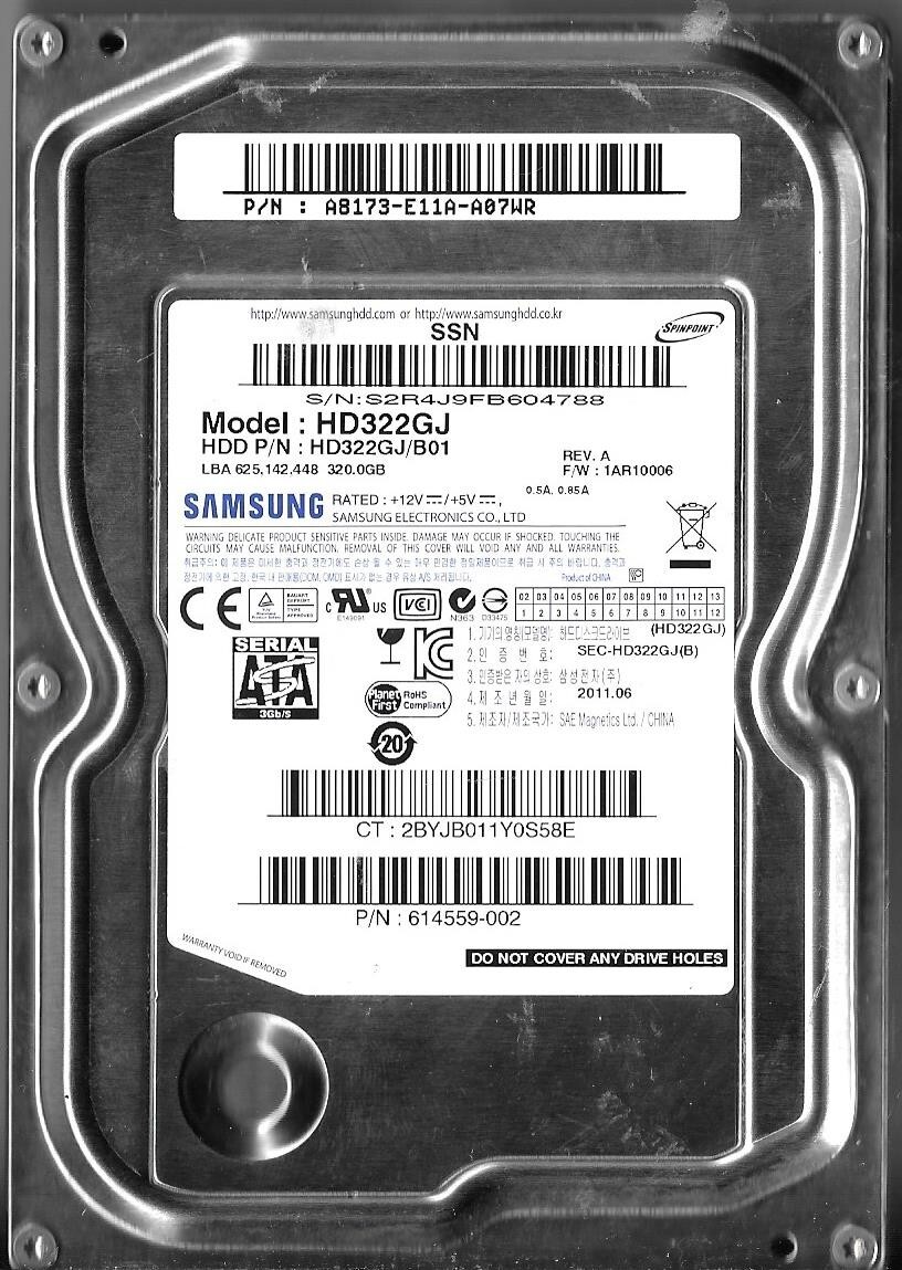 Samsung HD322GJ 320GB Sata Hard Drive F/W: 1AR10006 HDD P/N: HDD322GJ/B01
