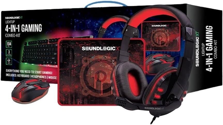 SoundLogic XT Light-up Four-in-One Gaming Combo Kit  NEW