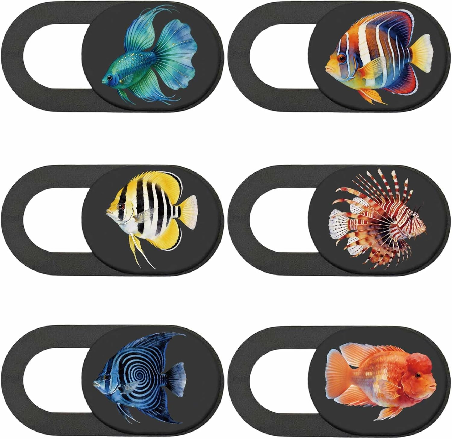 6Pcs 6 Styles Ocean Camera Cover Slide Cute Fish 0.04 Inch Privacy Guard Accesso