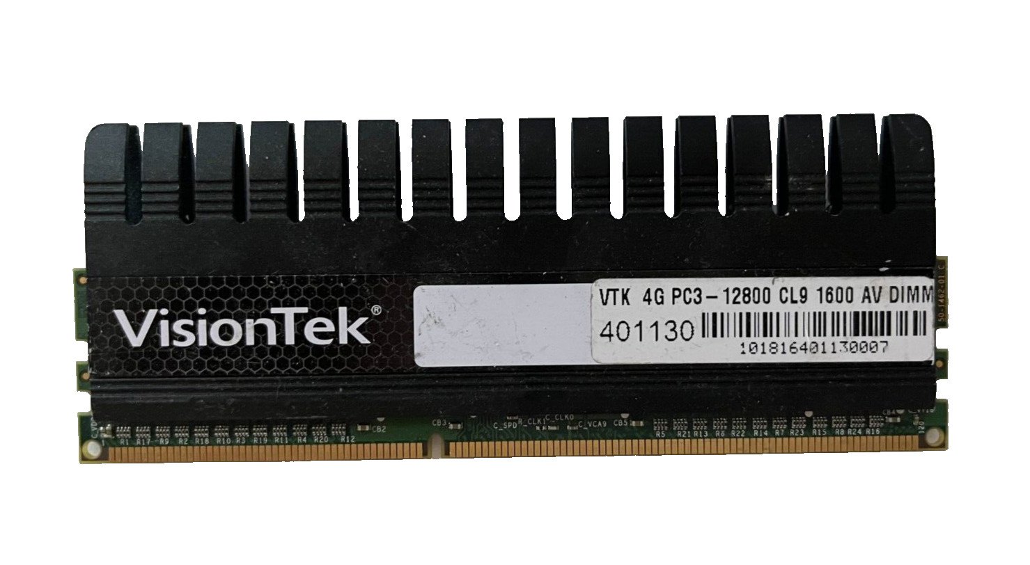 VisionTek 4GB PC3-12800U DDR3 1600MHz 240 PIN Desktop Ram with Metal Heat Sink