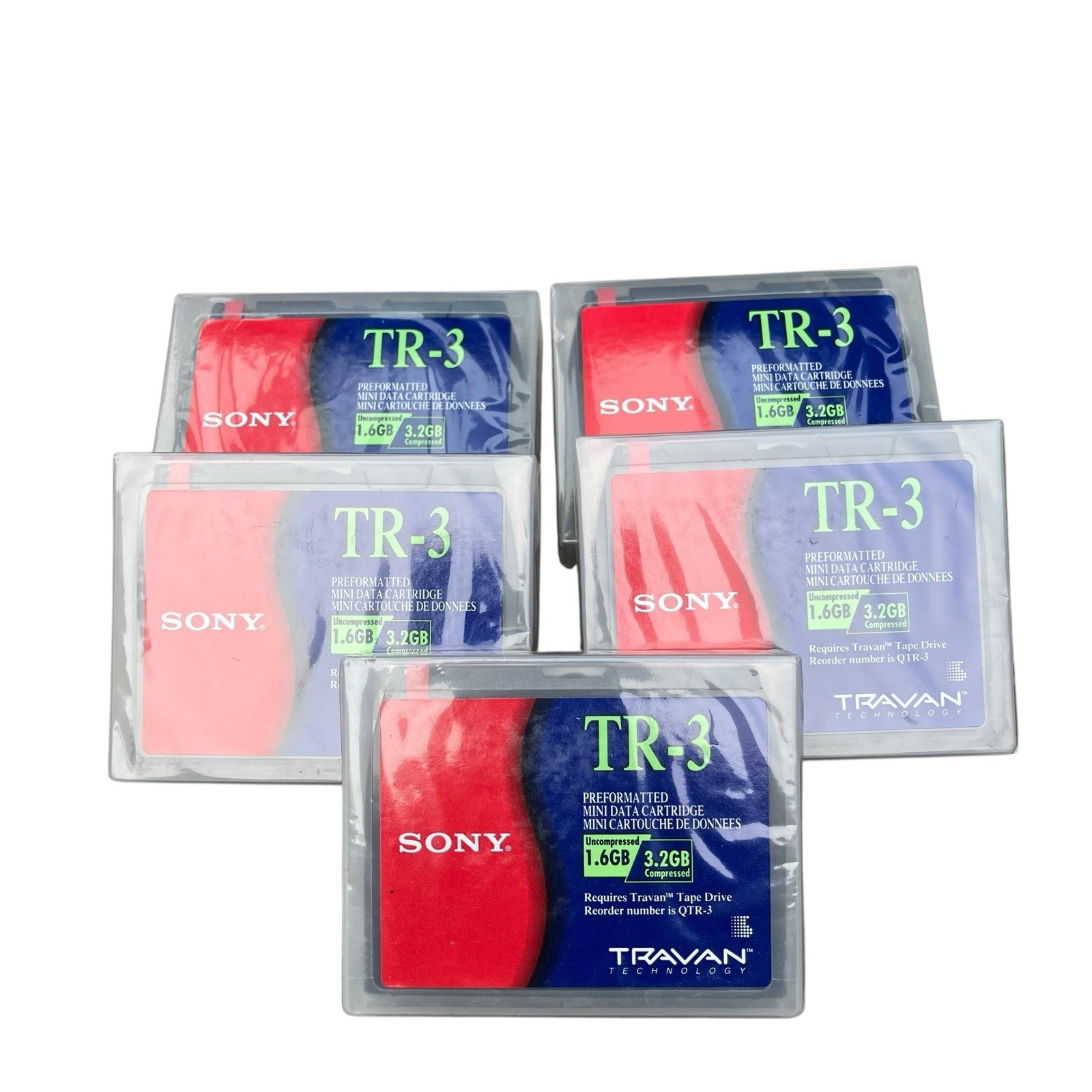 Sony TR-3 Preformatted Mini Data Cartridge Lot of 6 Sealed Tapes NEW 1.6GB/3.2GB