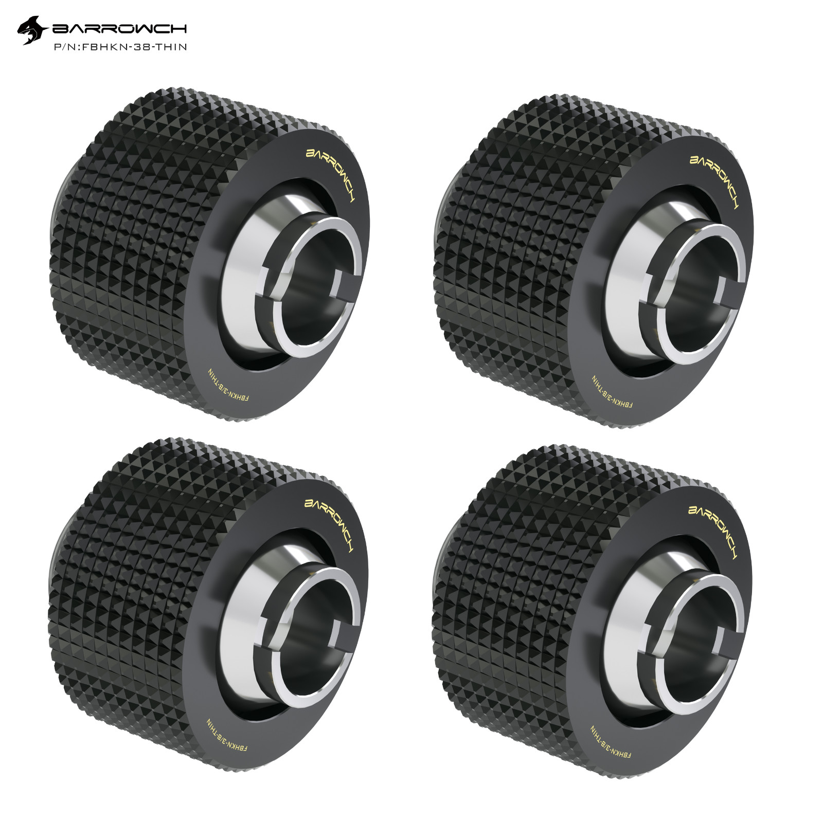 4 Pcs Barrowch G1/4" to 3/8"ID,1/2"OD Compression Fitting 10/13mm 10/13 Black