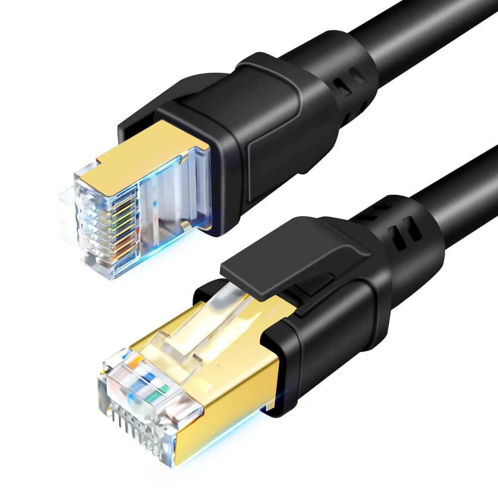 2 PCS 1.5ft CAT 8 Ethernet Cable 40Gbps 2000MHz Network Patch Cord Black