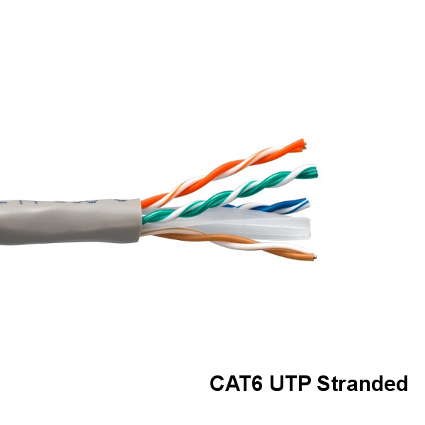Kentek Gray 1000ft Cat6 UTP Stranded Bulk Cord 24AWG 550MHz PVC Pure Copper