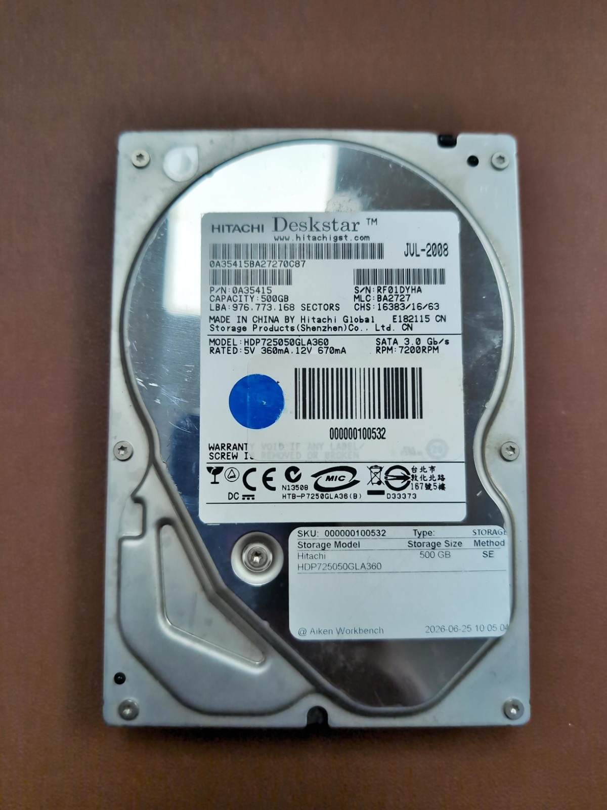 Lot of 10 3.5" SATA 500GB 7,200 RPM HDD Mixed Brand - Tested Working