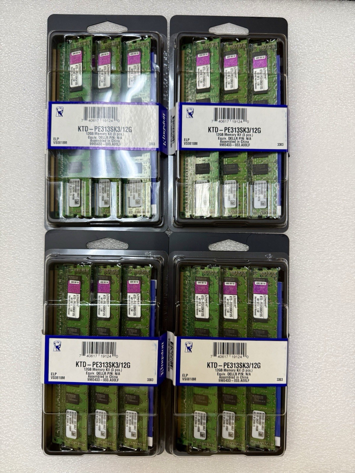 Lot Of 4 New Kingston KTD-PE313SK3/12G 48GB (4x12GB) Memory Kit - Fast Ship