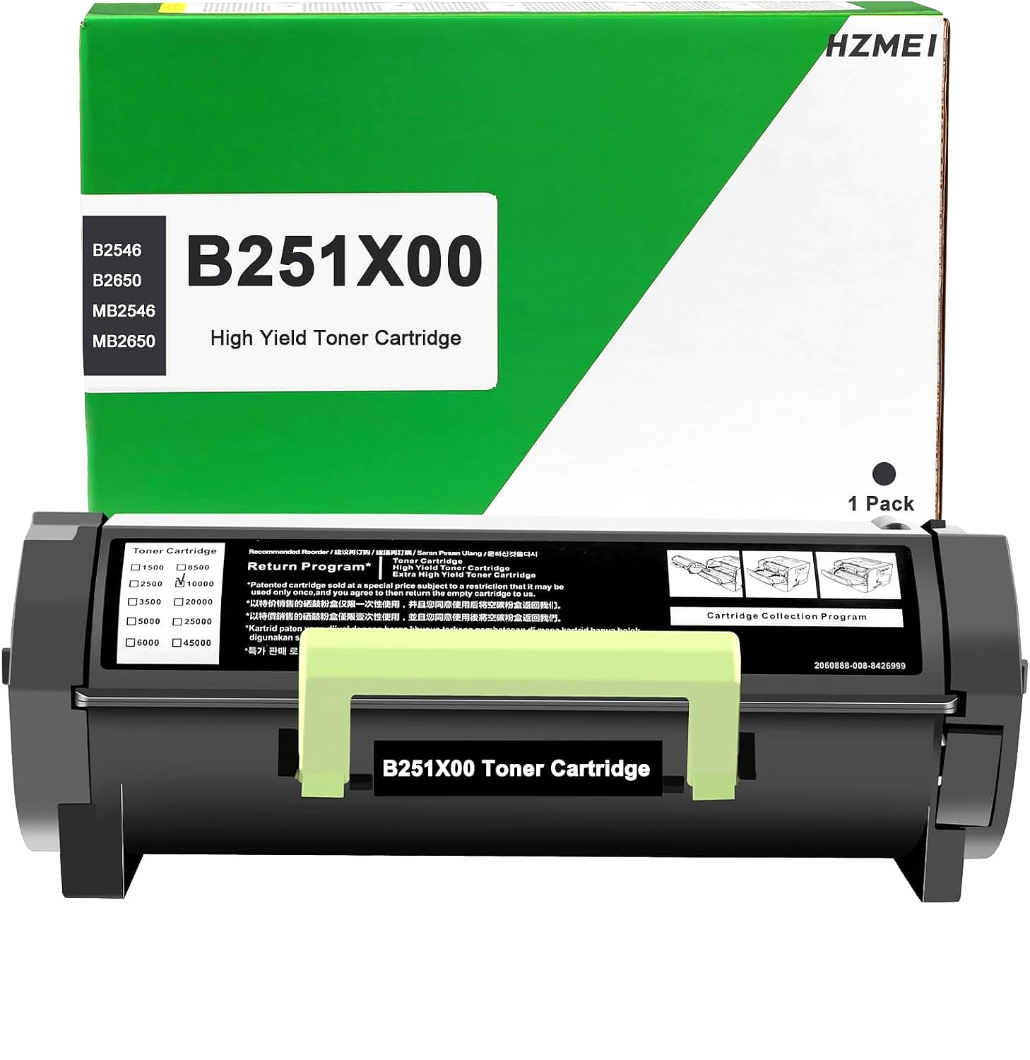 B251X00 High-Yield Black Toner Cartridge Compatible with Lexmark B & MB Series