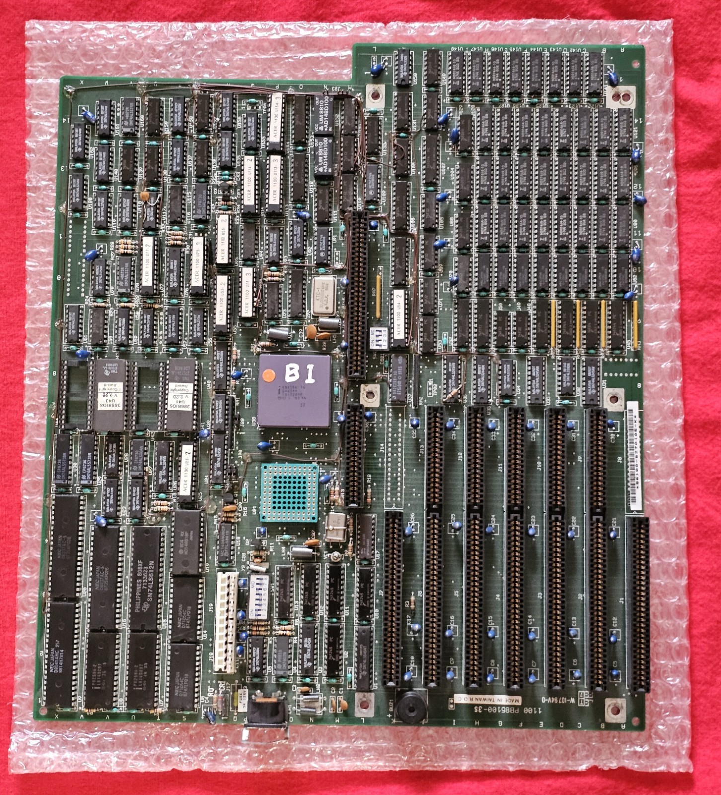Vintage Acer 1100 PB86100-3S 386 Motherboard Intel A80386-16 CPU ISA 1980sGOLD