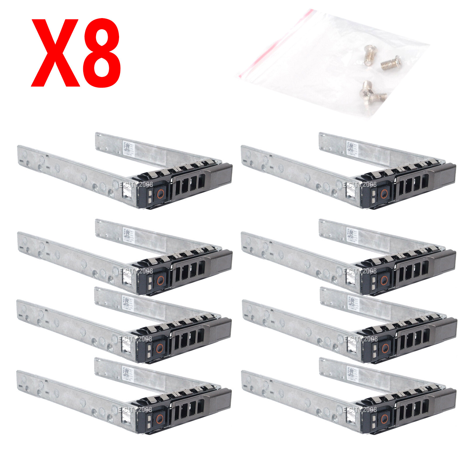 8Pcs 2.5" SAS SATA HDD Hard Drive Tray Caddy+Screw for Dell R720 R620 R520 R420