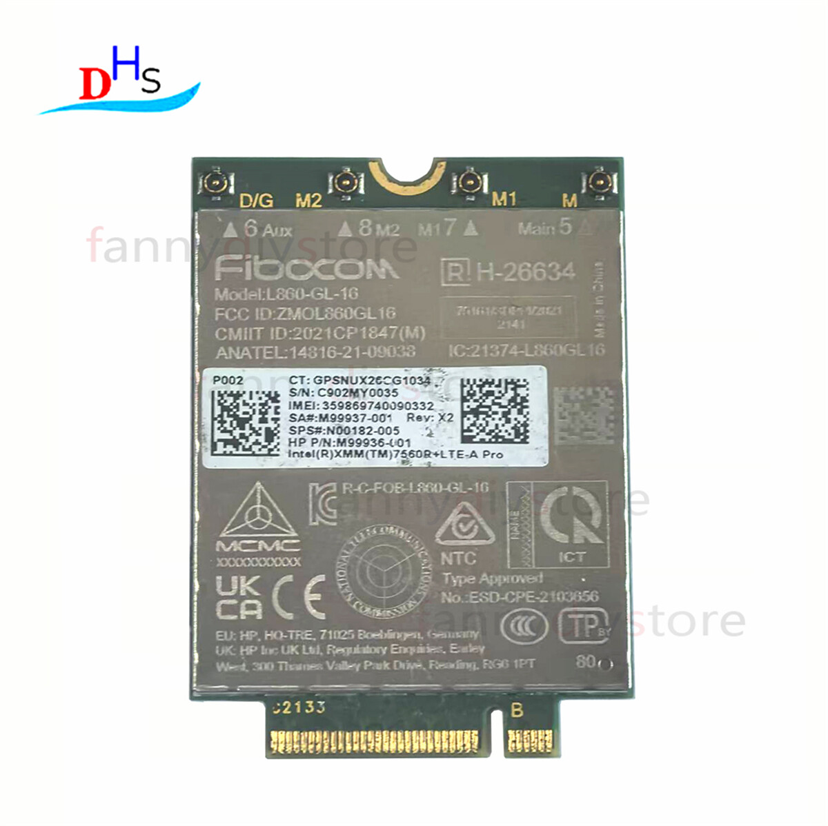 N00182-005 HP Fibocom L860-GL-16 WWAN Patron XMM 7560R+ LTE-A Pro M2 M99937-001