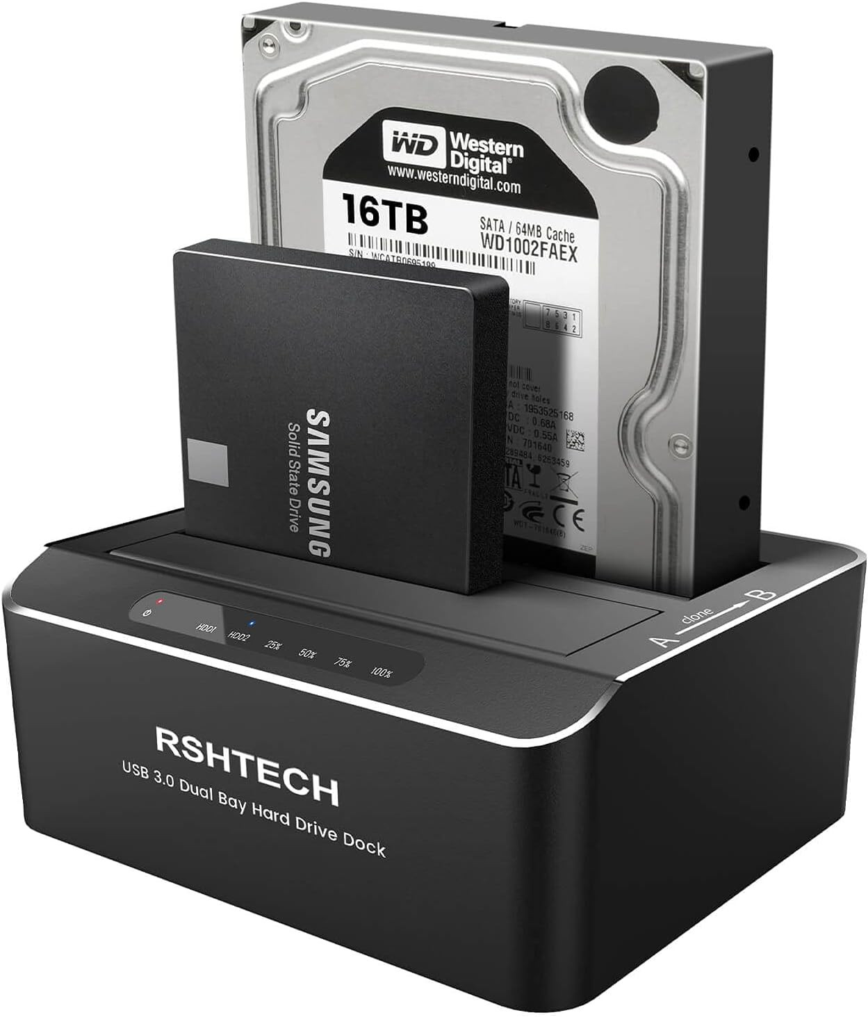 Hard Drive Docking Station,Aluminum Dual Bay USB 3.0 SATA HDD Dock