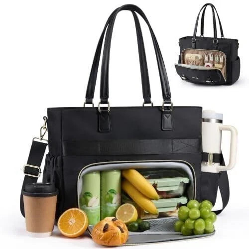 Lunch Tote Bag for Women 2 in 1 Laptop Work Bag with Lunch Insulated Compartment