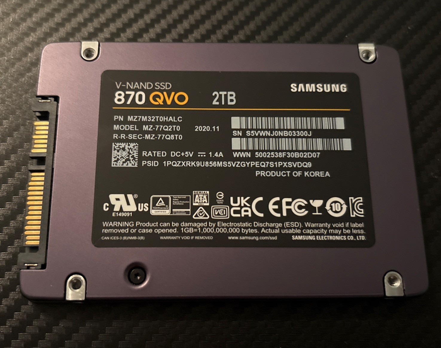 Samsung 870 QVO 2TB 2.5in SATA III Internal SSD V-NAND MZ-77Q2T0 w/ Adapter Wire