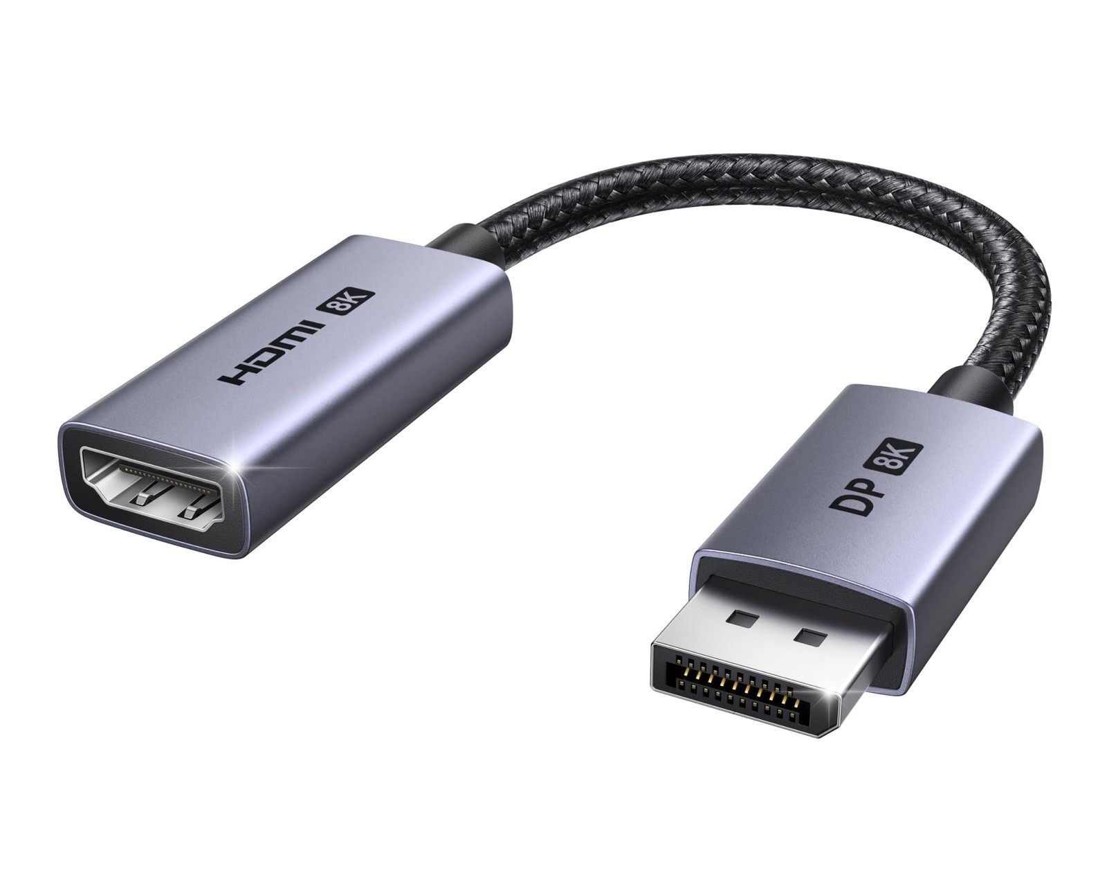 UGREEN 8K@60Hz Active Display Port to HDMI Adapter, 0.66ft, Grey