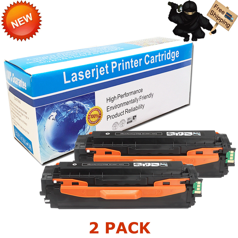 2 Pack CLT-K504S 504 Black Toner Cartridges for Samsung SL-C1810W SL-C1860FW