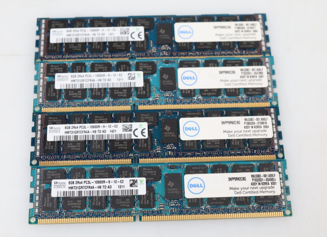 Lot 4x 8GB (32GB) SK Hynix HMT31GR7CFR4A-H9 TD AD PC3L-10600R Server Memory