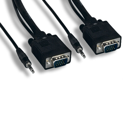 KNTK 3ft SVGA HD15+AUX 3.5mm Cable Video/Audio Cord for TV PC Display Monitor