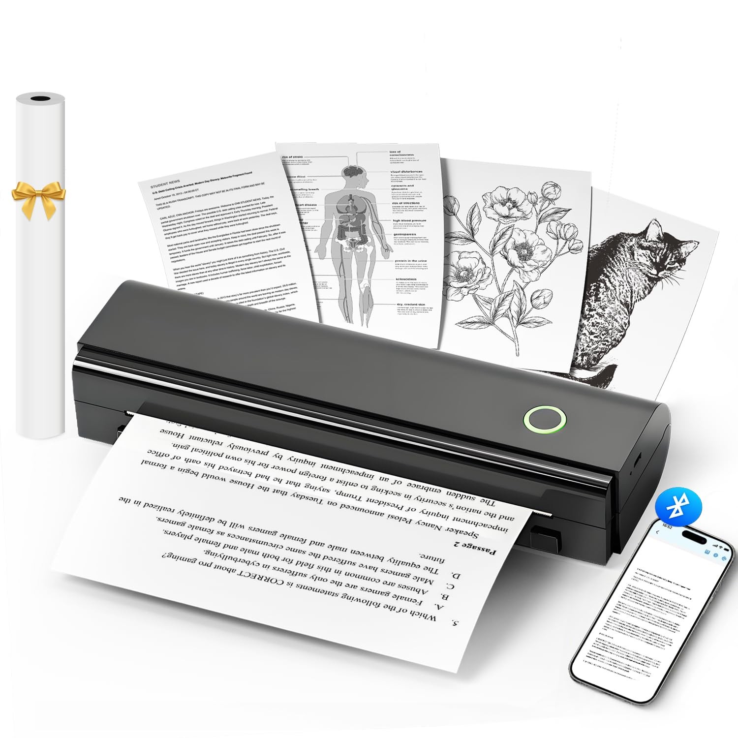 Portable Printers Wireless for Travel, N80 Wireless Thermal Printer Bluetooth...