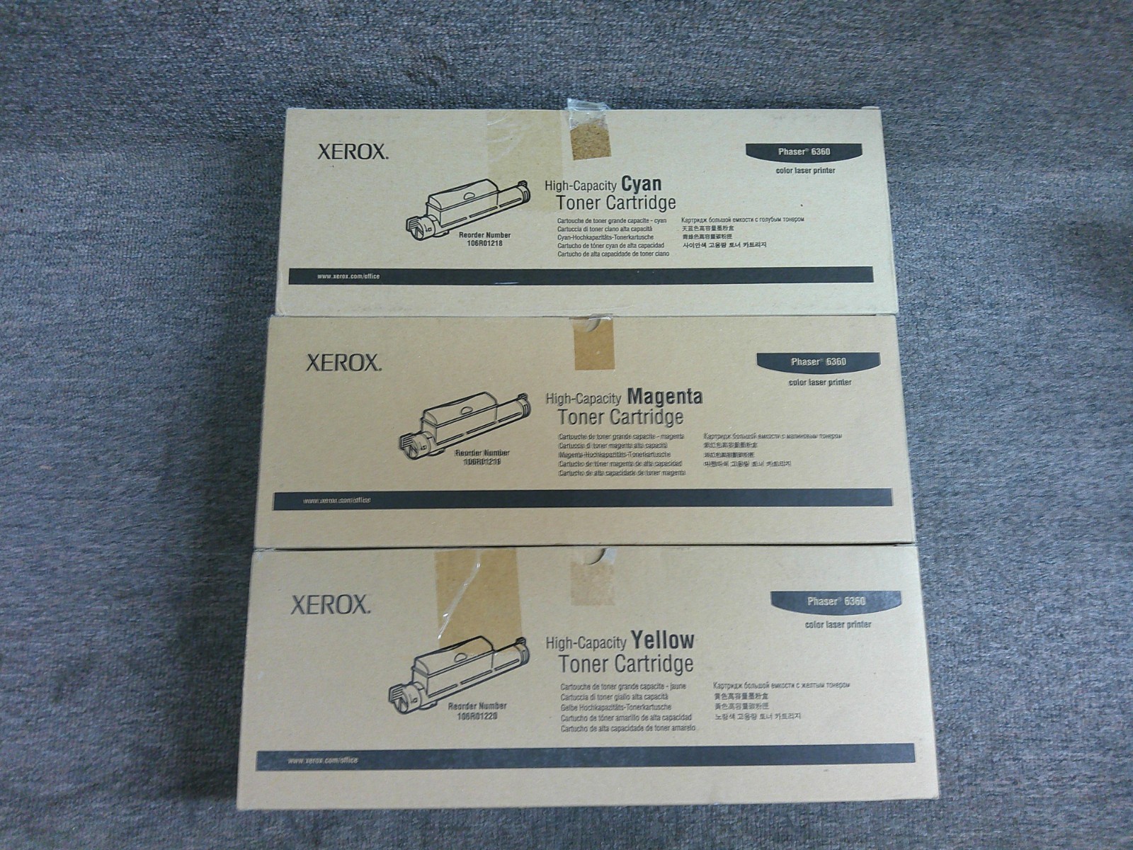 106R01218 106R01219 106R01220 Genuine Xerox CMY High Capacity Toners Phaser 6360