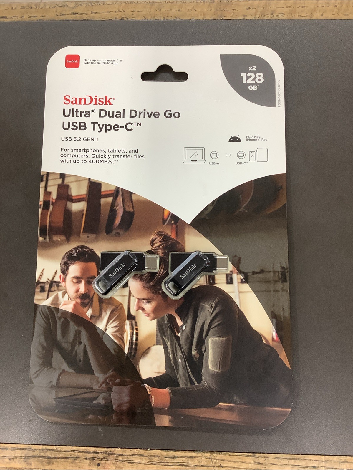 New Sandisk Ultra Dual Drive Go Type-C 128GB 2 Pack USB Drive 12332