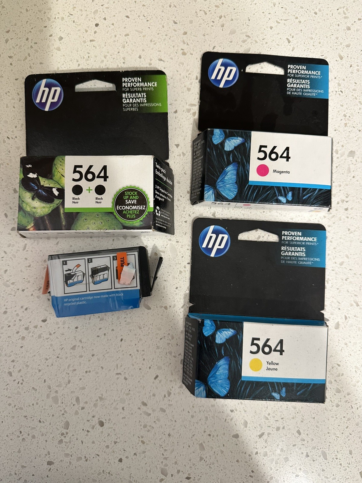 Lot of 4HP 564 ink Cartridges - Black - Expired