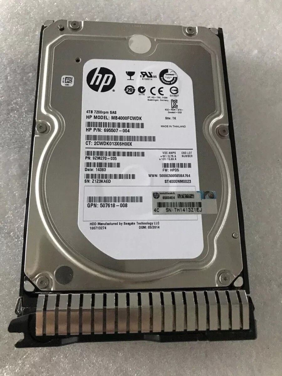 FOR FIT HP 4TB SAS SC HDD 7.2K 6GB 3.5" 695842-001 695510-B21 W/ Caddy tray