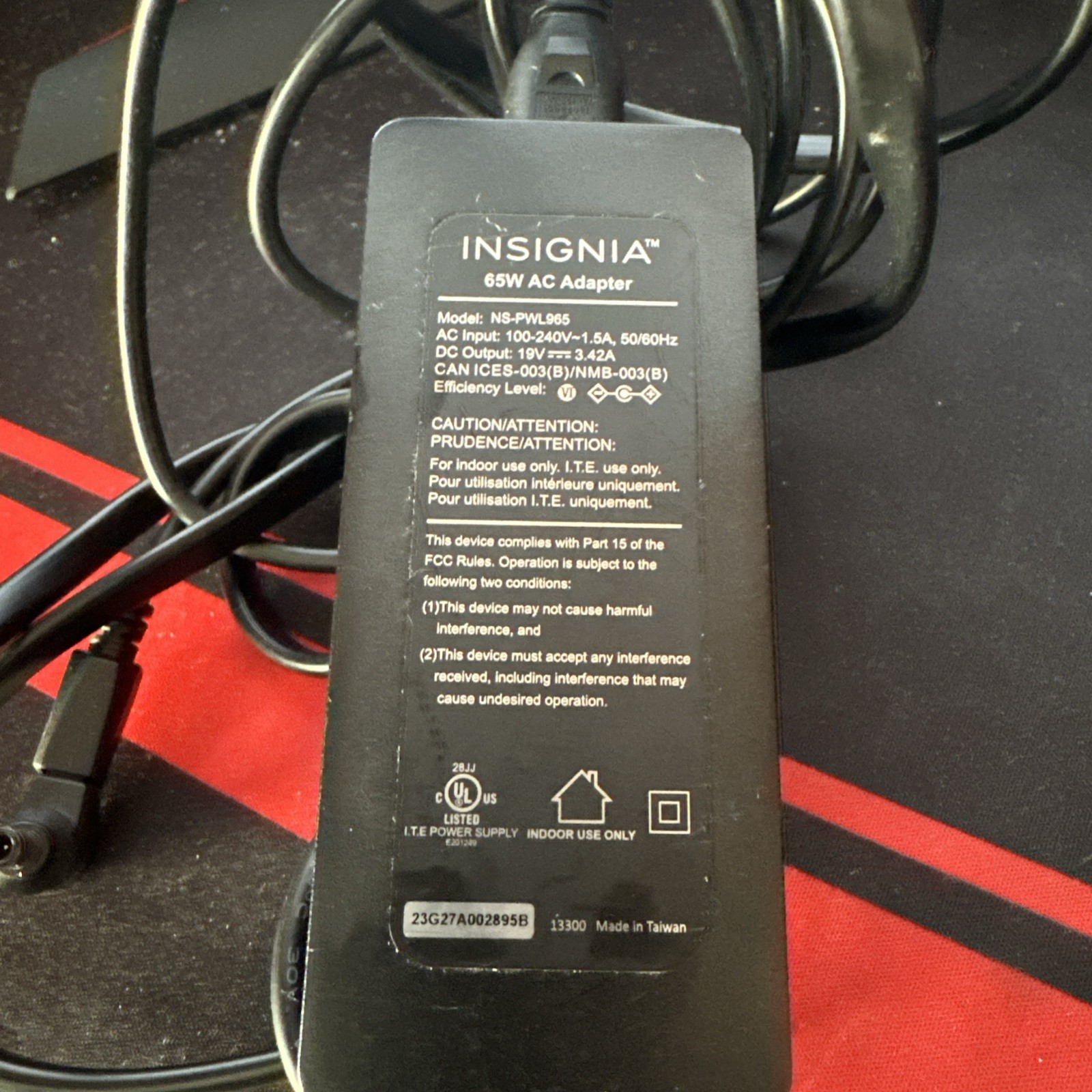 Original Insignia NS-PWL965 Power Supply AC/DC Adapter 19V 3.42A 65W