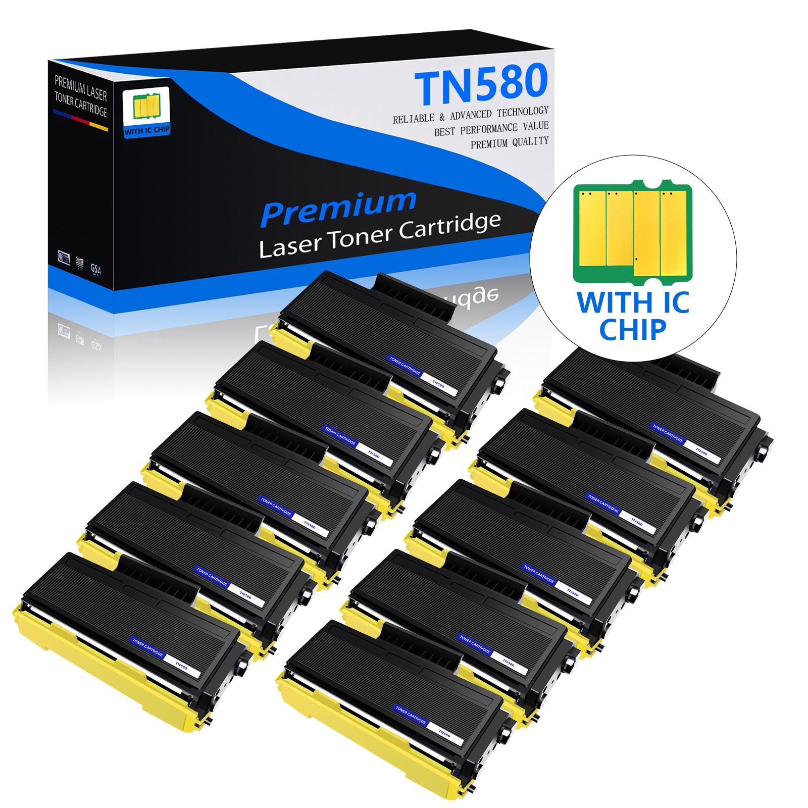 10PK TN580 Toner Cartridge For Brother HL-5240 HL-5250 MFC-8460N 8660DN DCP-8060