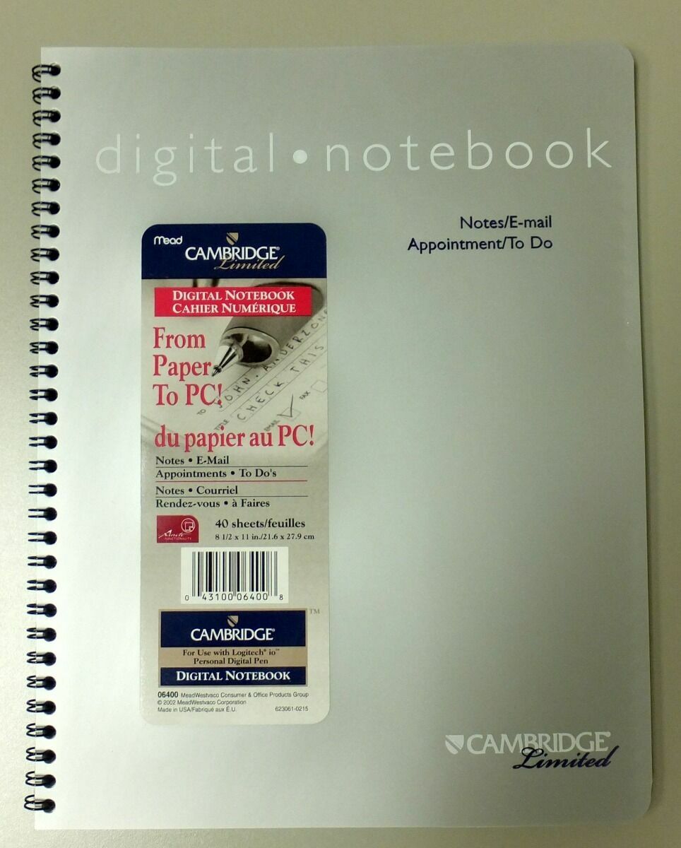 3x Cambridge Digital Notebook Notepad From Paper To PC With Logitech IO Pen IO2