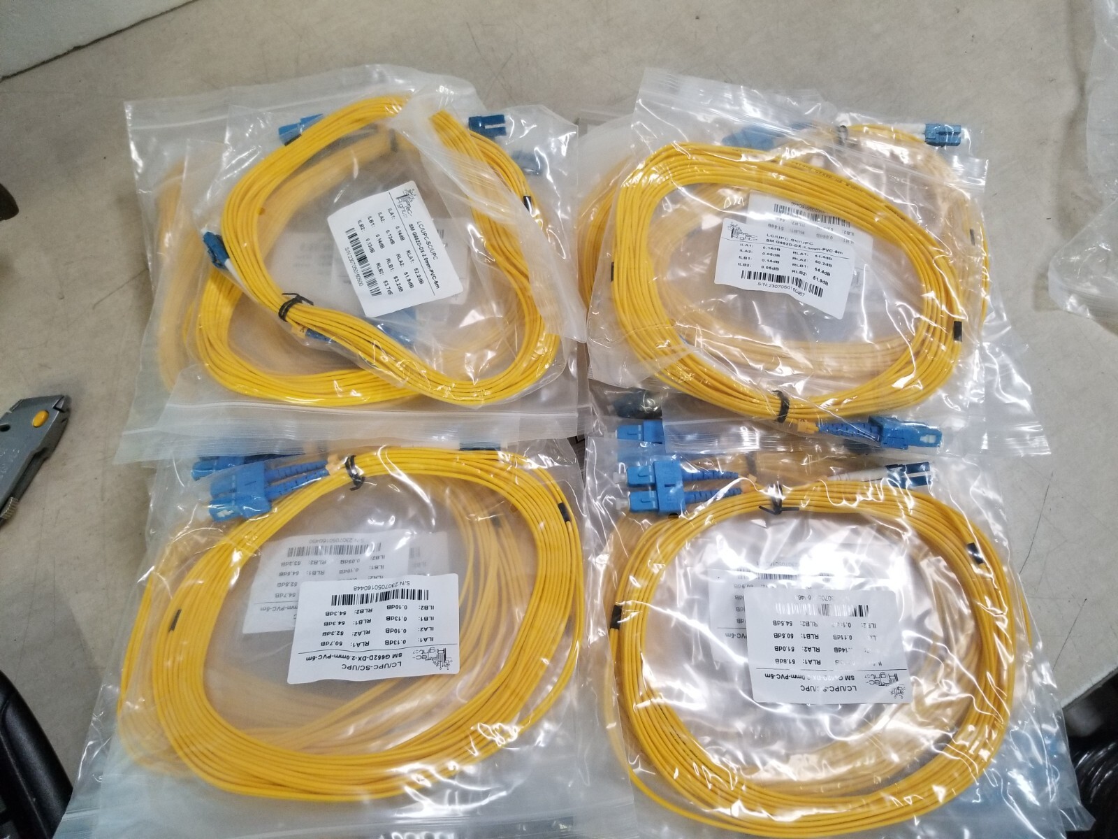 Lot of 70  1M LC/UPC-SC/UPC Singlemode Duplex OFNR 2.0mm Fiber Optic Patch Cable