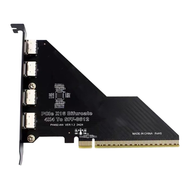 PCIe 4.0 X16 to 4 Port Split Adapter Support PCIEX4X4X4X4 to Oculink SFF8612
