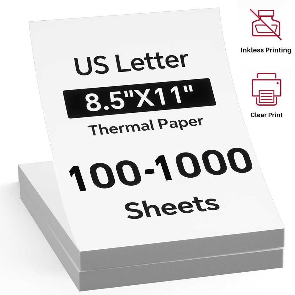 100-1000x 8.5x11" Folded A4 Thermal Continuous Paper For M08F M832 Hprt Printer