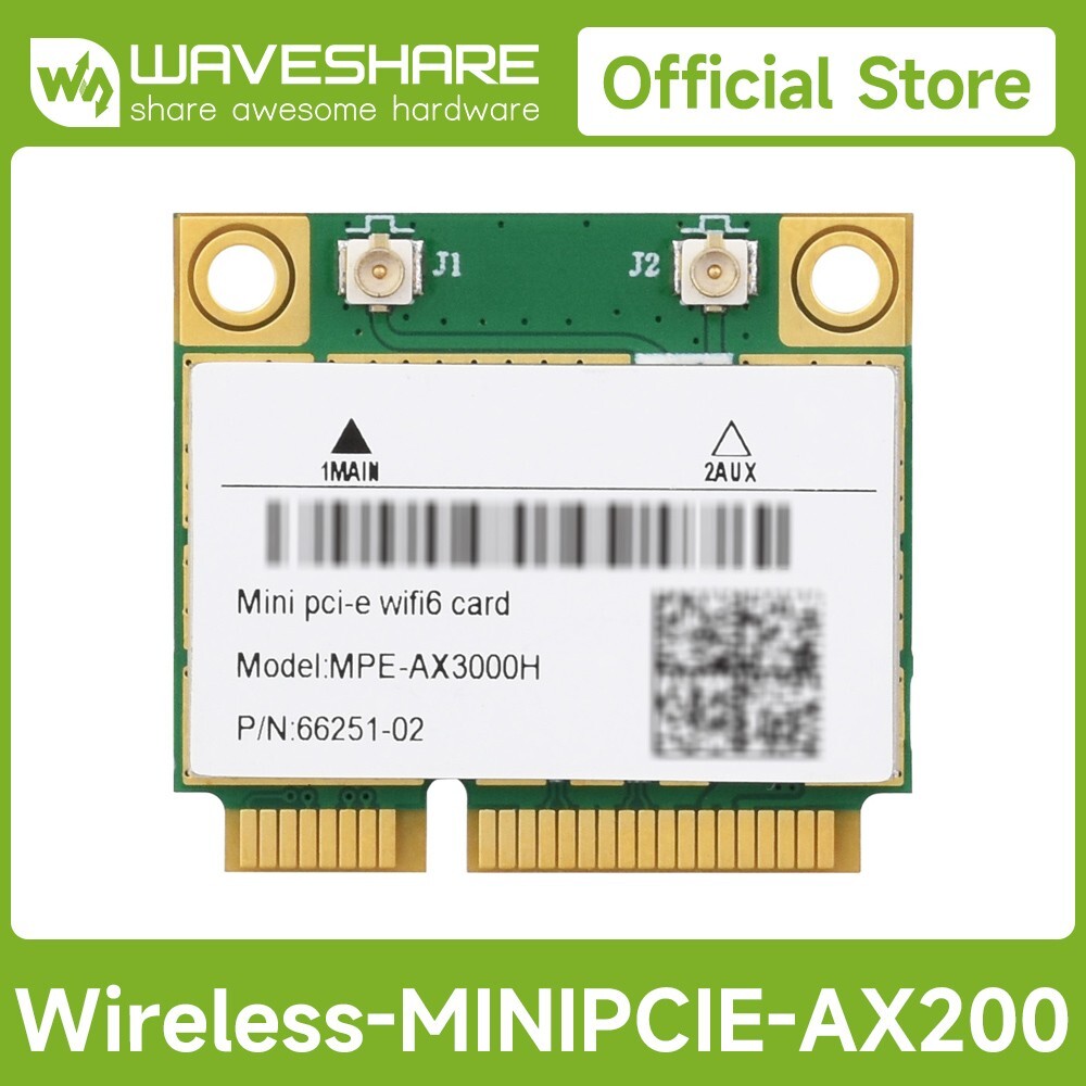 Waveshare Wireless MINIPCIE AX200 NIC Gigabit Dual-Band WiFi 6 802.11AX Standard