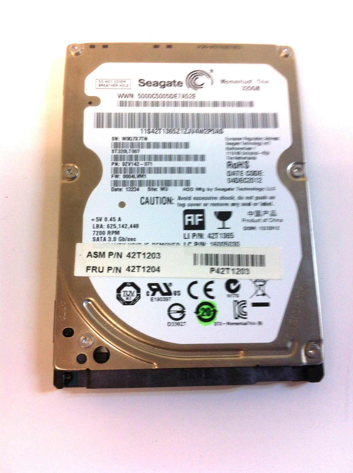 Lenovo IBM 42T1204 42T1365 320GB 7200 SATA Hard Drive 2.5 Seagate ST320LT007 188