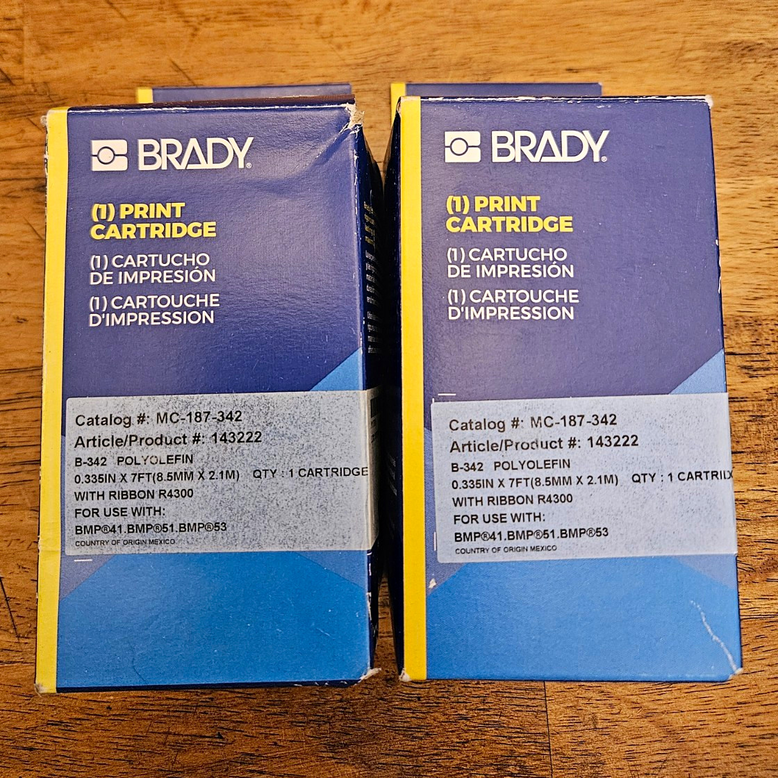 Brady B-342 Black Thermal Transfer Cartridge MC-187-342 143222 for BMP41/51/53
