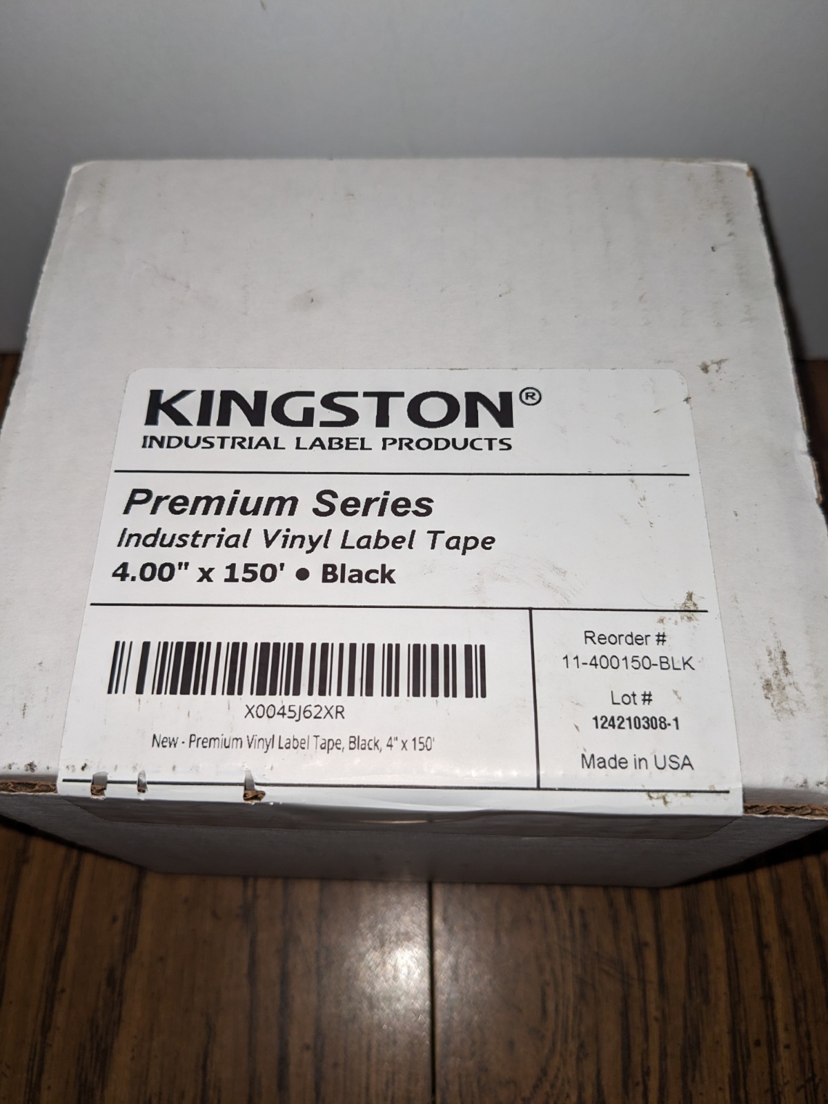 Kingston Premium Black Vinyl Label Tape, 4" x 150' for DuraLabel, LabelTac, Visc