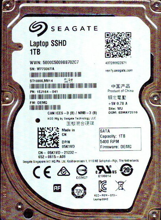 ST1000LM014,  1EJ164-041,  DEMG, WU,   W77,  SEAGATE 1TB  2016