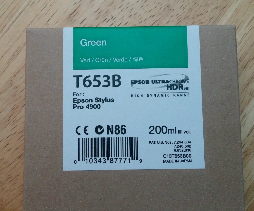 10-2018 New Genuine Epson T653B 200ml Green Ultrachrome HDR Ink 4900